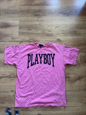PLAYBOY Pink Logo Tee with Black Lettering